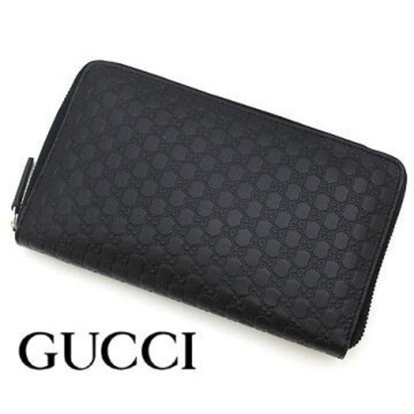 Gucci Guccissima Zip Long Wallet Coin Organizer Black - Picture 1 of 3